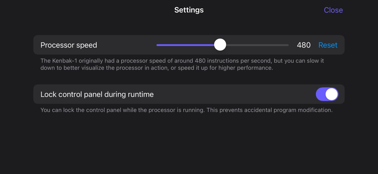 Экран настроек эмулятора